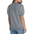 thumbnail image 7 of Htigea Womens Tops Sleeve Blouses for Women Dressy Casual Flowy Ruffle Short Sleeve Shirts Light Blue,L, 7 of 7