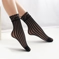 thumbnail image 5 of Stylish Sheer Mesh Patterned Short Socks for Women Lace Trim Ankle Socks for Party Outfit and Casual Gatherings, 5 of 9
