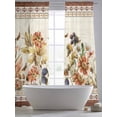 thumbnail image 5 of Vintage Floral Sheer Curtains 84 Inch Length 2 Panels Set Window Treatments, Elegant Pastoral Botanical Retro Art Rod Pocket Semi Curtains for Living Room/Bedroom/Kitchen Décor, 104"W x 84"L, 5 of 7