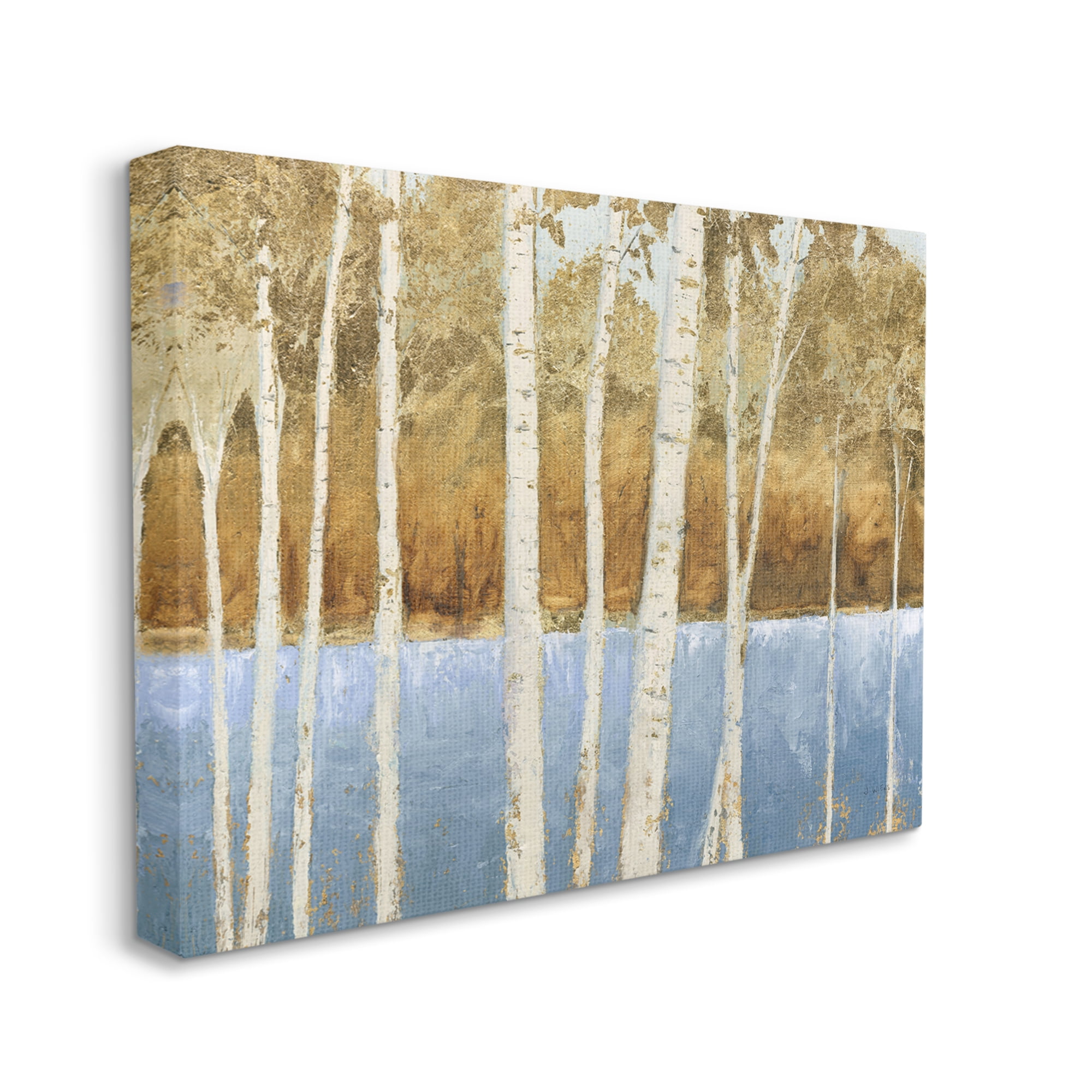 Birch Tree Lake Blue Brown Canvas Art, 30 x 24, Design By Artist James Wiens