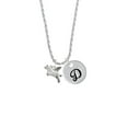 thumbnail image 2 of Delight Jewelry Silvertone Flying Pig Silvertone Script Initial Disc - D - Charm Necklace, 20"+3", 2 of 4
