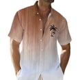 thumbnail image 2 of Mens Short Sleeve Shirts Gradient Coconut Tree Print Button Down Lapel Tops Casual Daily Loose Shirt for Men Brown XXXXXL, 2 of 4