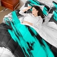 thumbnail image 4 of Homewish Black Teal Splash 7-Piece Bedding Comforter Set For Teens Boys Girls,Abstract Graffiti King Bedding Sets,Vintage Aesthetic Ultra Soft Bed Sheets,Luxury Bedroom Decor,Reversible, 4 of 8