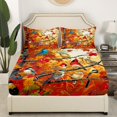 thumbnail image 2 of YST Happy Fall Autumn Bedding Set, Thanksgiving Autumn Maple Tree Birds Bed Sheets For Kids Fall Cardinal Bird Fitted Sheet, Watercolor Print Bed Set Twin With 1 Pillowcase, 2 of 4