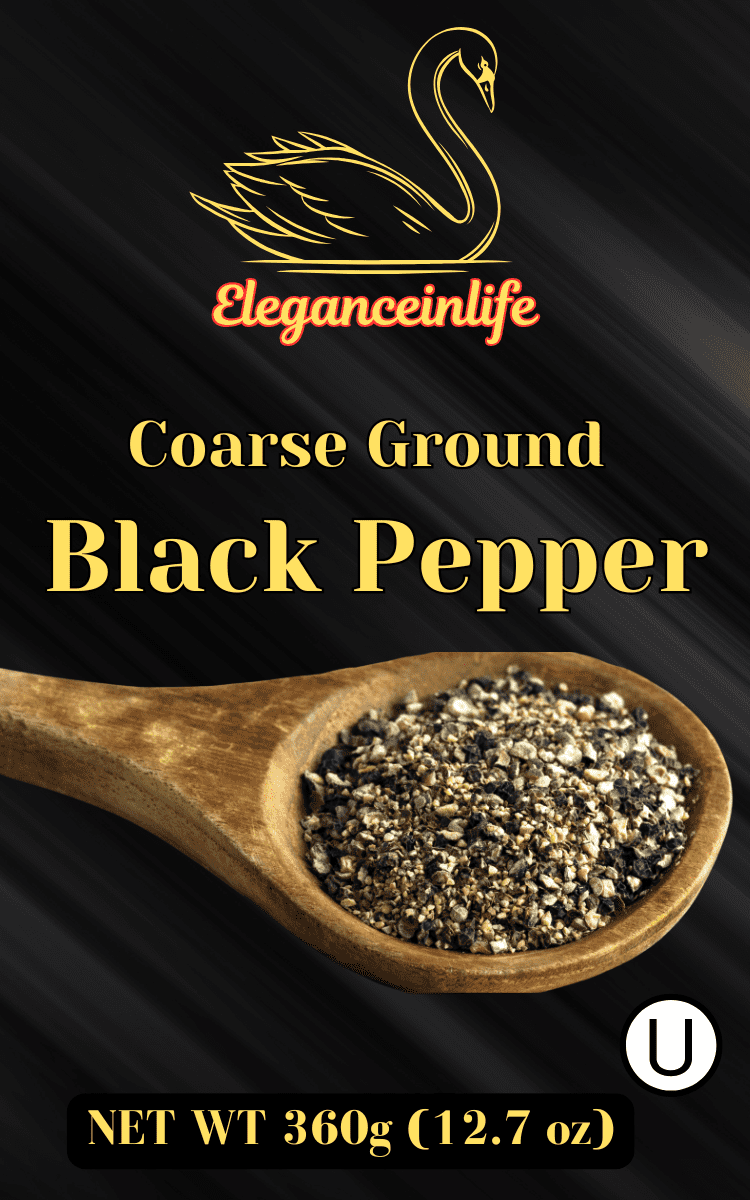 Eleganceinlife Coarse Ground Black Pepper, 12.7 oz (360g) - Packed in USA Pack of 2