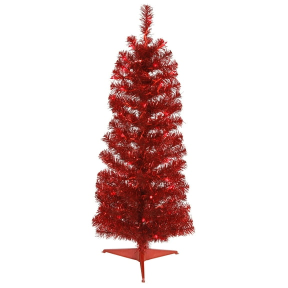 Vickerman 2' Red Pencil Artificial Christmas Tree, Red Dura-lit LED Lights.