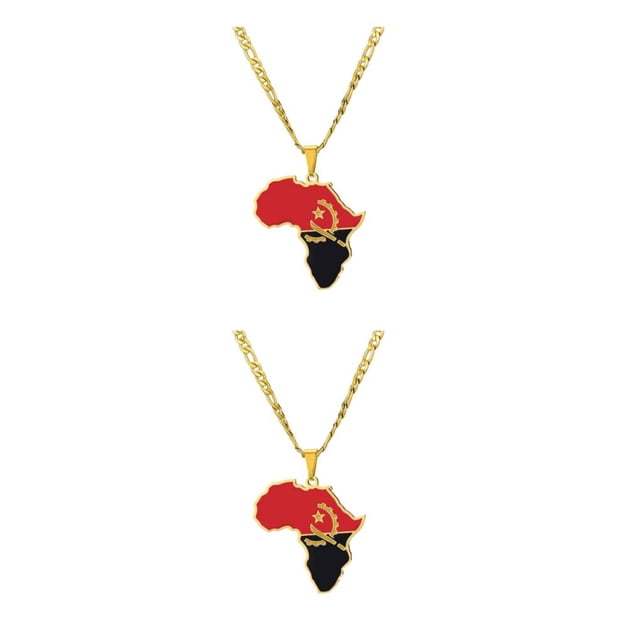 Maytalsory Collier Léger et Confortable avec Pendentif Carte d'Afrique Angola 2Ensemble