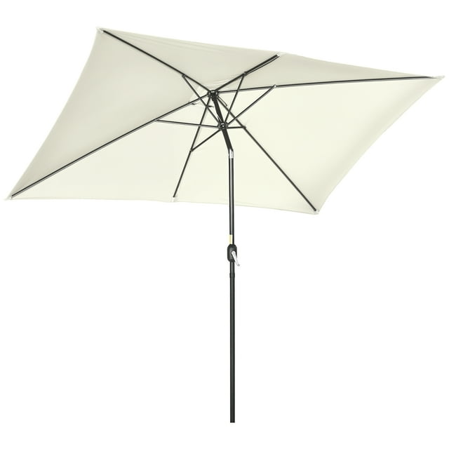 Outsunny Tilt Patio Umbrella, Garden Market Parasol with Crank Cream White