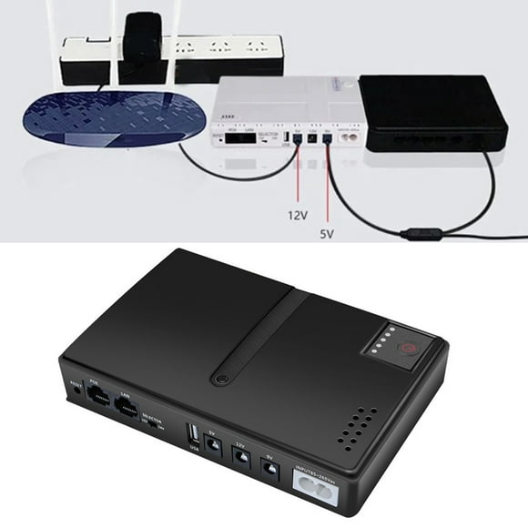 UPS Battery Backup Surge Protector, UPS Power Supply Built in 10400mAh Batteries, Support Power 2 Devices, for Fingerprint Attendance Machine