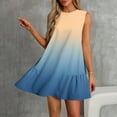 thumbnail image 6 of Tnhcen Women's Summer Sleeveless Ombre Print Side Ruffle Round Neck Casual Dress Plus Size S-2XL Soft Stretchy Knitted Fabric A Line Mini Dress For Women, 6 of 6
