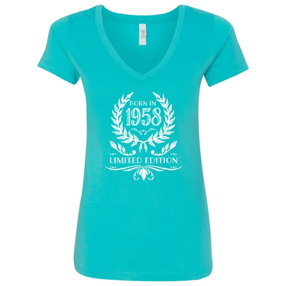 Inktastic Born in 1958 Limited Edition Women's V-Neck T-Shirt