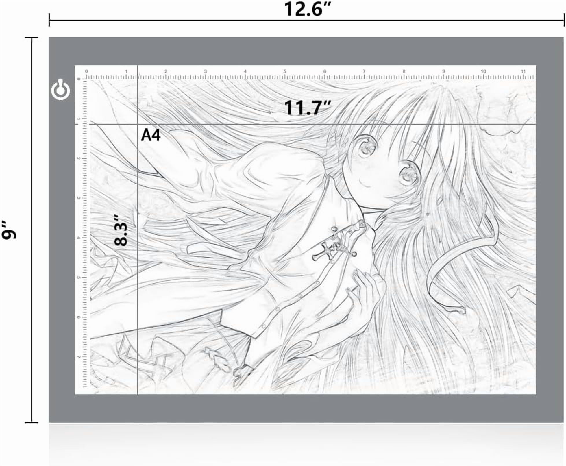 Portable A4 LED Copy Board Light Tracing Box, Silver Ultra-Thin Adjustable USB Power Artcraft LED Trace Light Pad for Tattoo Drawing, Streaming, Sketching, Animation, Stenciling