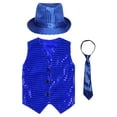 thumbnail image 3 of inhzoy Kids Boys Girls Jazz Hip-Hop Dance Dazzled Jacket Shiny Sequins Vest Royal Blue-A 80, 3 of 5