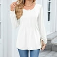 thumbnail image 5 of Lenpel Women's Tunic Tops Dressy Long Sleeve Crew Neck Pleated Front Business Casual T Shirts Loose Tee Blouses(White,Large), 5 of 7