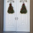 thumbnail image 6 of 19.7 Inch Handmade Christmas Tree Wreath with LED Lights, Large Xmas Door Decor with Bow and Berry Accents, Farmhouse Holiday Decor for Indoor Outdoor Window Wall Use, 6 of 8