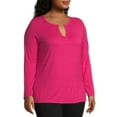 thumbnail image 2 of Just My Size Split Neck Long Sleeve Tee (Women's Plus), 2 of 6