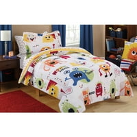 Mainstays Kids Monster Mix Bed in a Bag Coordinating Bedding Set