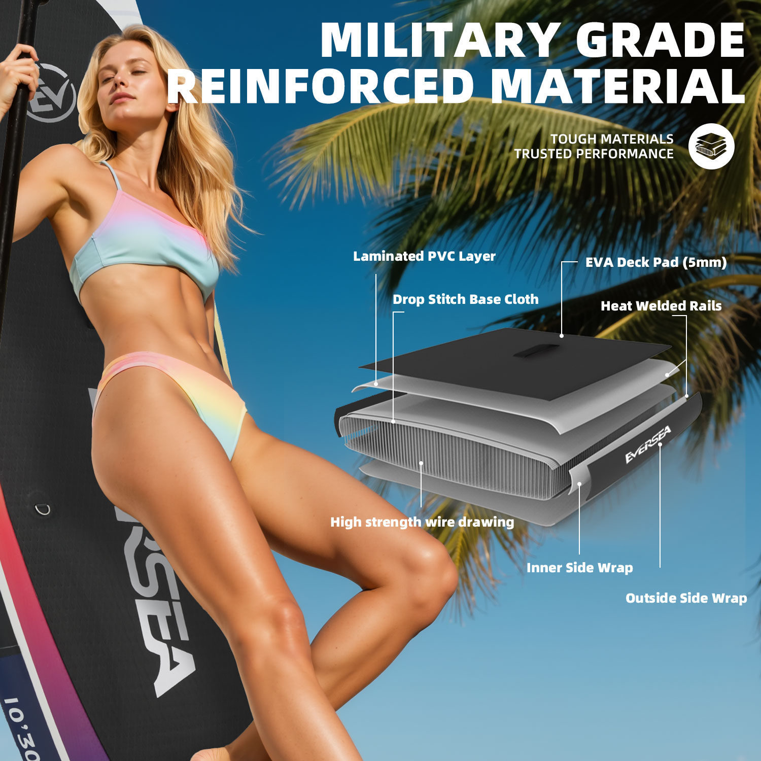 MSEASFREE 10 Ft Inflatable Stand Up Paddle Board photo 5