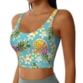 thumbnail image 2 of Goofa Cute Pineapples Printed Sports Bras for Women, High Impact Running Bra Workout Crop Tank Tops Longline Sports Bra Push up-Small, 2 of 9
