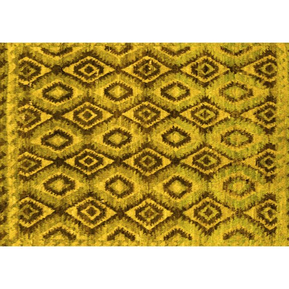 Ahgly Company Machine Washable Indoor Rectangle Abstract Yellow Modern Area Rugs, 5' x 7'