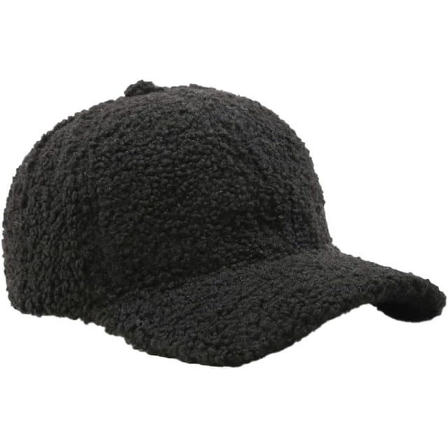 LinYooLi Winter Baseball Cap for Women Lamb Wool Solid Color Warm Visor Teddy Fleece Hat for Outdoor Travel Adjustable