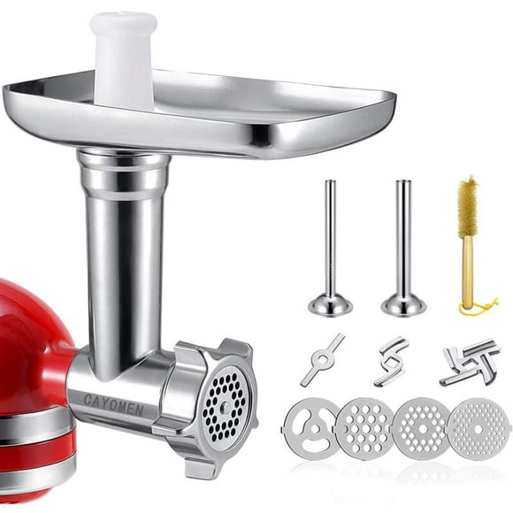 Meat Grinder Attachment Compatible with Kitchenaid Sausage Stuffer Tubes with 4 Discs - Artisan Extension Attachments