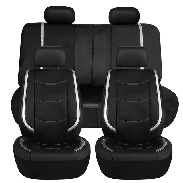 FH Group Galaxy13 Metallic Striped Deluxe Leatherette Seat Covers – Full Set
