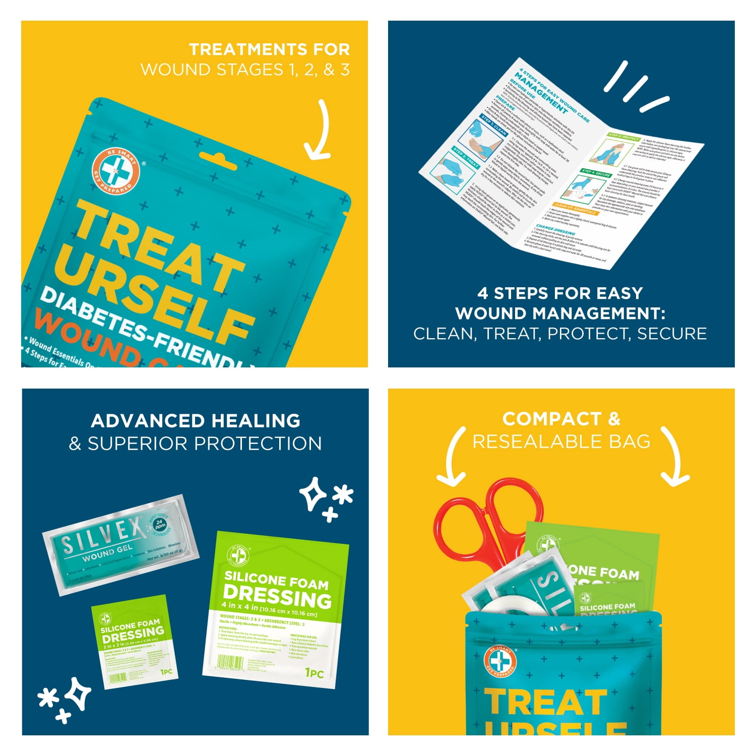 (2 pack) Be Smart Get Prepared, Treat Urself, Diabetes-Friendly Wound Care Kit, 35 Pieces