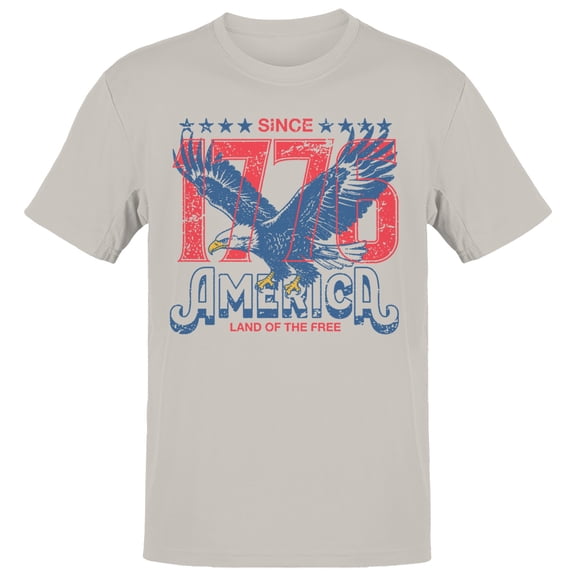 Smartprints Since 1776 America Land of the Free Men's T-Shirt Ice Grey, Cotton, S