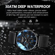 POEDAGAR Men Watch Sport Chronograph Waterproof Luminous Date Wristwatch Fashion Ultra Thin Mesh Belt Men's Watches