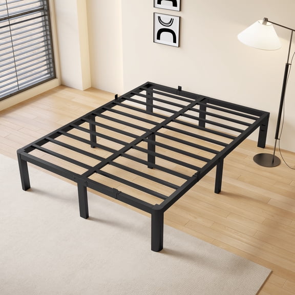 Scohul 14 inch Queen Metal Platform Bed Frame with Under-Bed Storage, No Box Spring Needed, Black