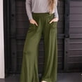 thumbnail image 4 of Timegard Wide Leg Pants for Women Elastic Waist Solid Color Casual Loose Comfy Trousers with Pockets, 4 of 7