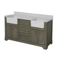 thumbnail image 5 of Zelda 72" Double Farmhouse Bathroom Vanity with Weathered Gray Cabinet and Quartz Top, 5 of 7