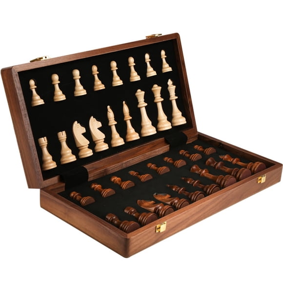 Refurbished Seal Shield Chess Set Wooden Chess Gift Foldable Chess Board Travel