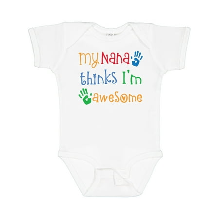 

Inktastic My Nana Thinks Im Awesome Grandkid Outfit Gift Baby Boy or Baby Girl Bodysuit