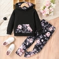 thumbnail image 2 of Toddler Baby Girl Set Long Sleeve Tops Sweatpants Cute Warm Outfits Cotton Clothing Sets Fall 6-12 Months 12-24 Months 2t 3t 4t 5t 6t 7t 8t 9t Children Black 2-3 Years, 2 of 4