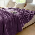 thumbnail image 3 of Shilucheng Fleece Blanket Queen, Cozy Fuzzy Throw Blankets, Soft Plush Bed Blanket Purple, 90"x90", 3 of 9