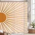 thumbnail image 2 of Abstract Sun Shower Curtain Set 72Wx72H Inches Modern Minimalist Mid Century Aesthetic Mustard Yellow Sunburst Sunrise Simple Polyester Waterproof Cloth Bathroom Curtain with 12 Hooks, 2 of 2