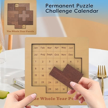 Kiddiway Educational Wooden Daily Puzzle - Calendar Date Brain Teaser Toy Cognitive Learning Activity Great for Desk Decor and Memory Care Camel