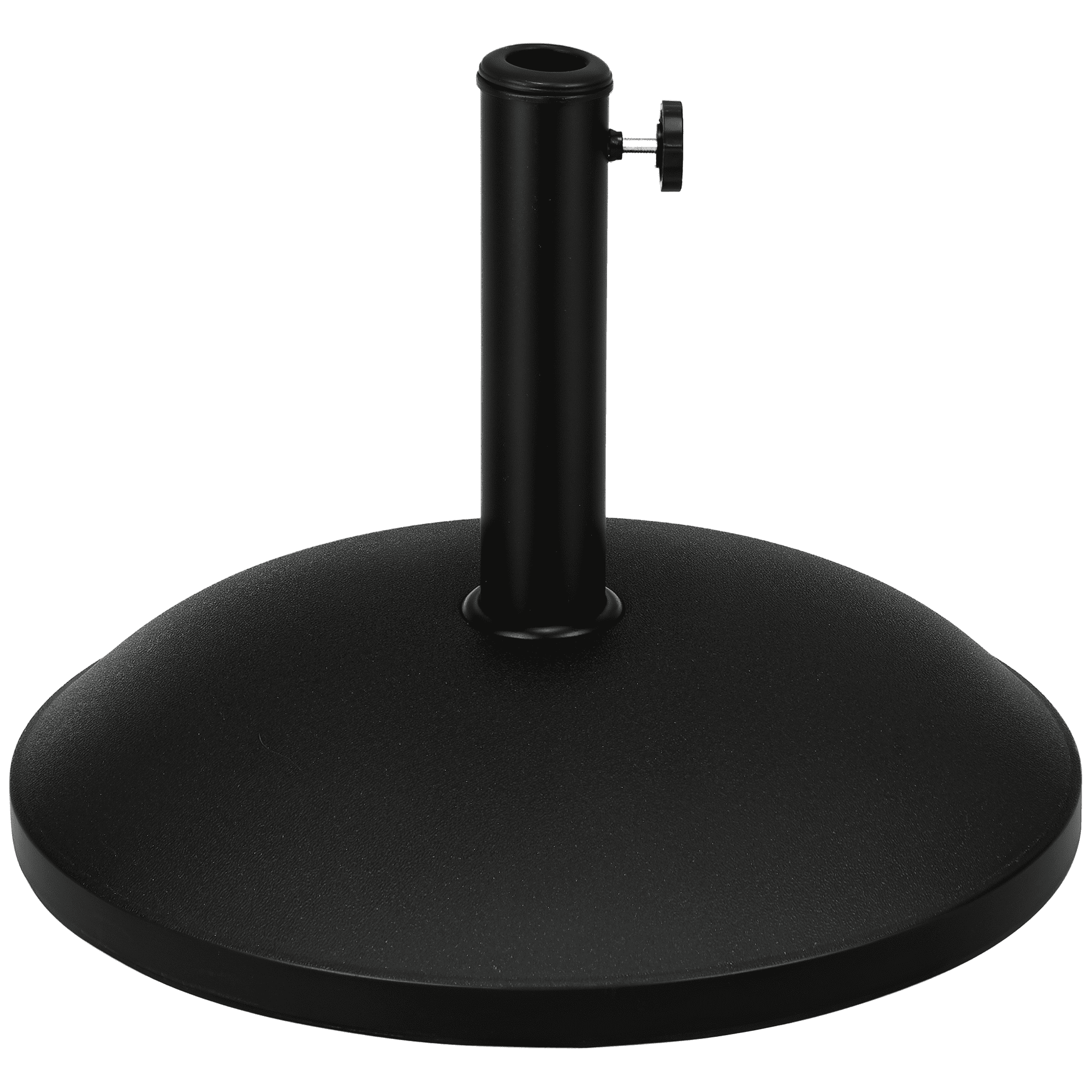 Outsunny 20" 55 lbs Round Cement Umbrella Base Stand Market Parasol Holder with Tightening Knob for Φ1.3" Φ1.5" Φ1.9" Pole for Lawn Backyard Black