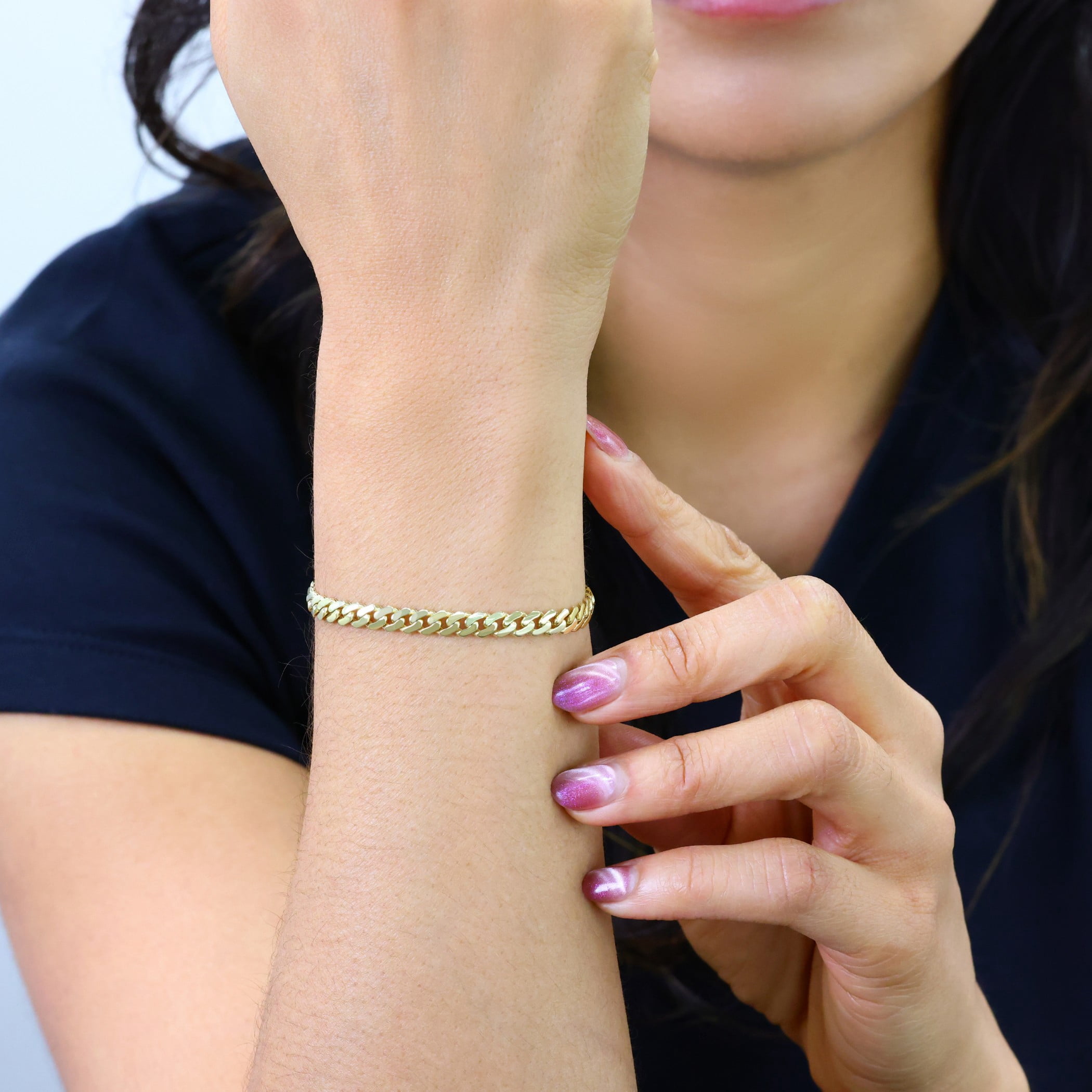 Nuragold 10k Real Yellow Gold Royal Monaco 5mm Miami Cuban Link Bracelet (6"-9") Italian Jewelry for Men & Women