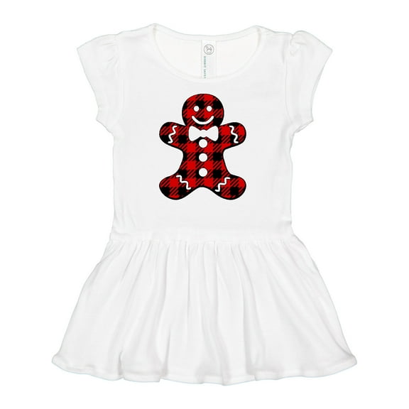 Inktastic Buffalo Plaid Gingerbread Man Girls Baby Dress