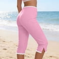thumbnail image 6 of Drovellove Women's Plus Size Capri Leggings – 3/4 High Waisted Stretch Pants with Side Slit & Subtle Lace Detail for Workout, Yoga or Casual Lounging, 6 of 9