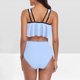 thumbnail image 2 of Bikini de Mujer Trajes de Baño Bikini con Ruffles Conjunto con Sujetador Acolchado Extraíble, Pantalones Cortos de Cintura Alta para la Playa, 2 of 4