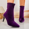 thumbnail image 5 of LEAVINGSUO Women's Snow Boots Fashion Casual And Winter Pointed-Toe Slim Heel High Heel Ankle Short Boots Purple 40, 5 of 8