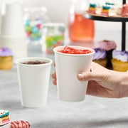 GUSTO 12 oz White Paper Coffee Cups, Disposable Hot Cups for Coffee & Tea, To Go Cups, 100 Count