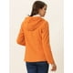 thumbnail image 4 of Chaquetón con capucha y bolsillos profundos con cremallera delantera corta tipo trenca para mujer Naranja L, 4 of 6