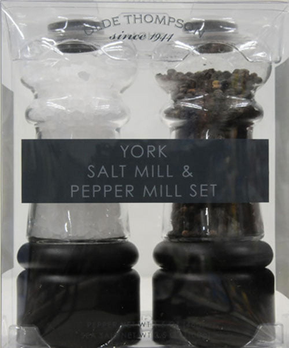 (2 pack) Olde Thompson York Salt Mill and Pepper Mill Set, Multi-Purpose Kitchen Storage and Organization Solution