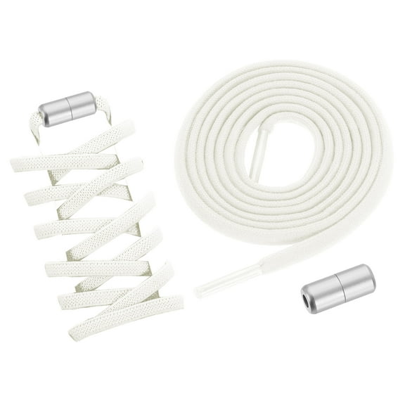 2Pack Elastic Shoe Laces Buckle Lock No Tie Shoelace Turnbuckle White