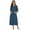 Style 1-blue, variant on Women Zipper Robe 3/4 Sleeves Loungewear Dress Full Length Sleepwear Pockets Housecoat Nightgown Long Bathrobe
